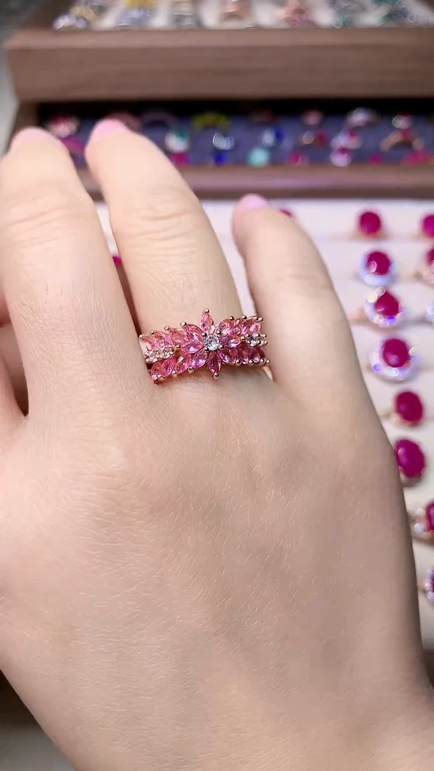 【闪购商品】彩色蓝宝石戒指银S925镶嵌000