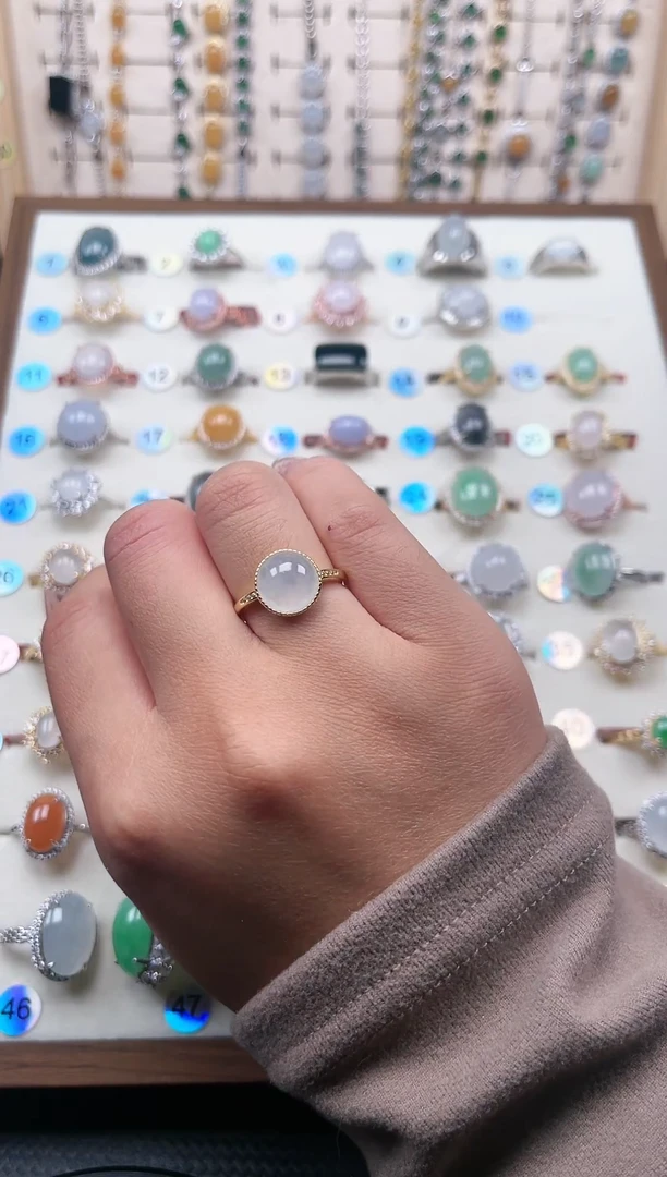 【闪购商品】翡翠戒指银S925镶嵌天然A货翡翠戒指