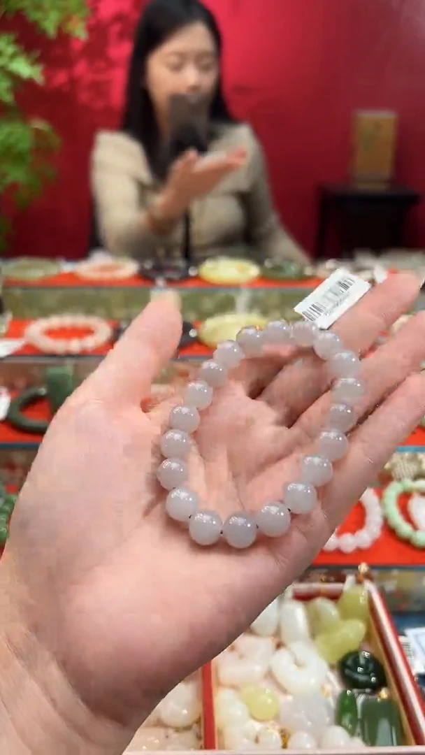 未镶嵌手串和田玉烟紫圆珠手串