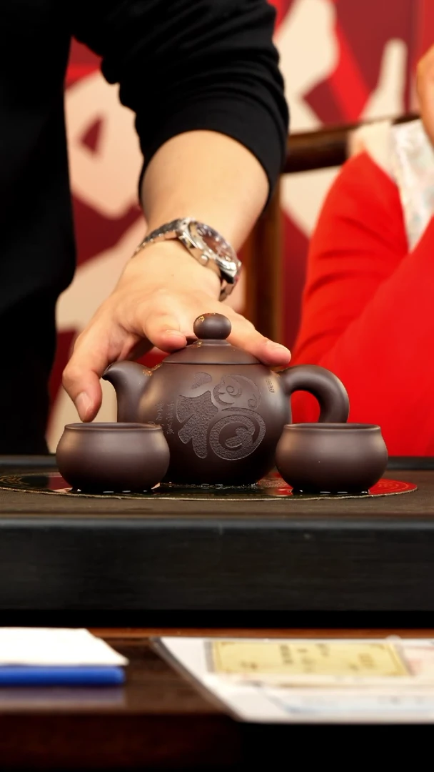 【闪购商品】紫砂茶壶ZCP 黑墩头 芙蓉珠 260cc