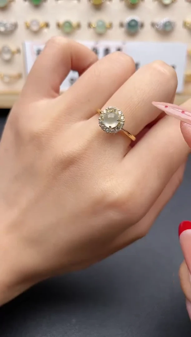 【闪购商品】翡翠戒指银S925镶嵌一物一证一礼盒