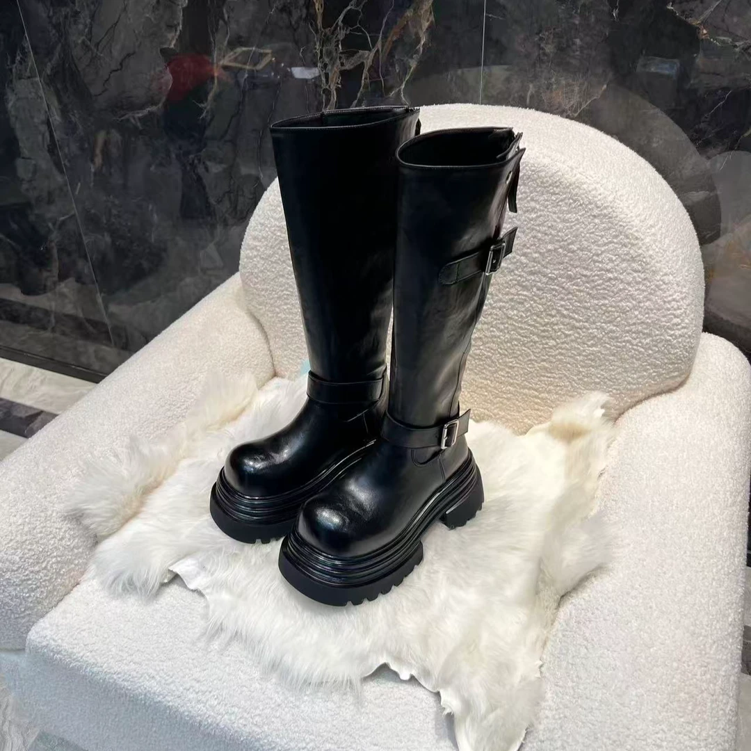 ANUAN 付小付家时装靴马丁靴时尚极简高级高筒马丁靴 ASD268