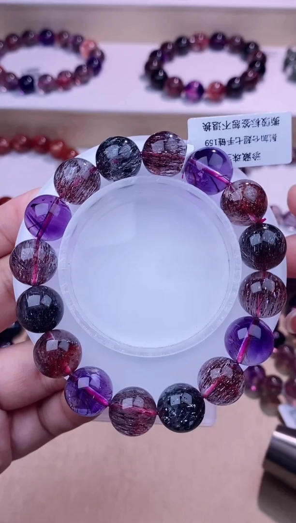 未镶嵌手链水晶黑加仑超七13m+