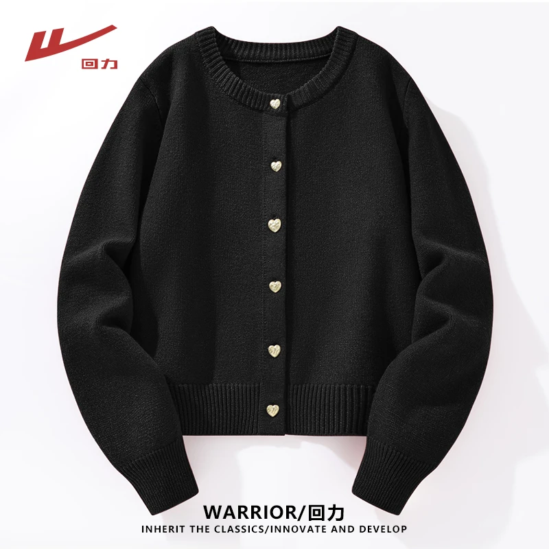 回力红色本命年衣服短款小个子外套女款春秋新款时髦精致针织毛衣