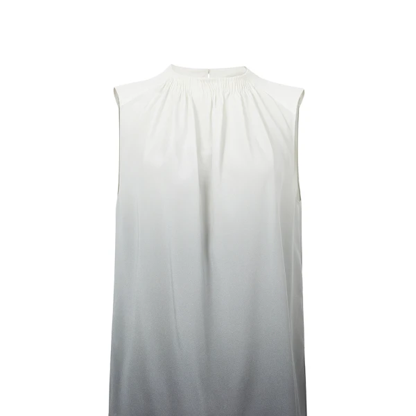 水墨渐变印花桑蚕丝重绉无袖直身上衣YTP23255HCPR4B