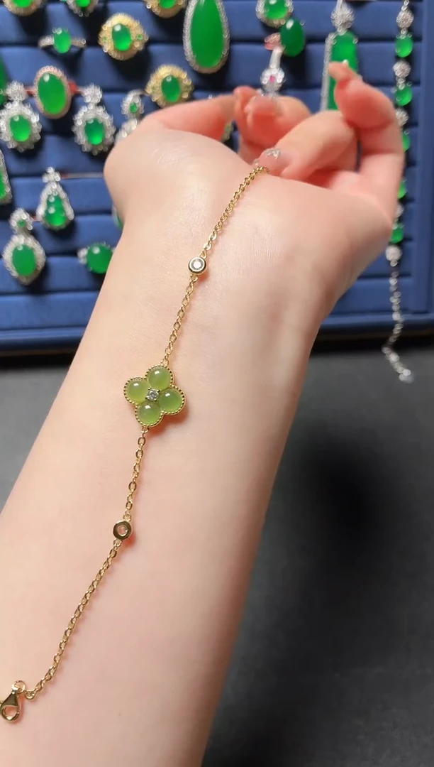 银S925镶嵌和田玉珠宝半成品手链