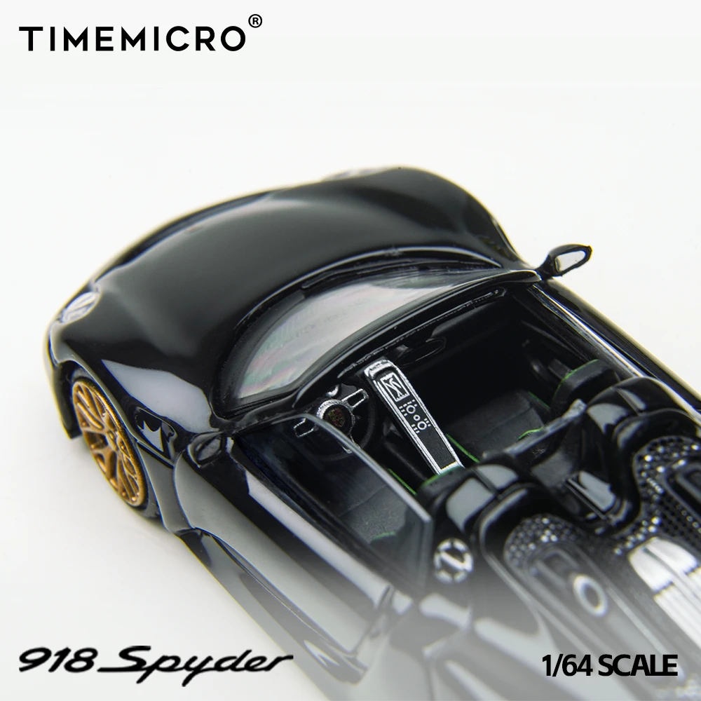 T1:64保时捷918 Spyder黑金配色合金汽车模型真