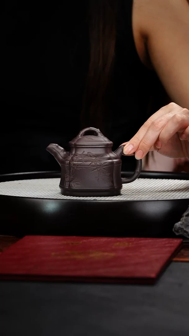 茶壶紫砂张彩萍  竹鼎101 黑墩头 200毫升