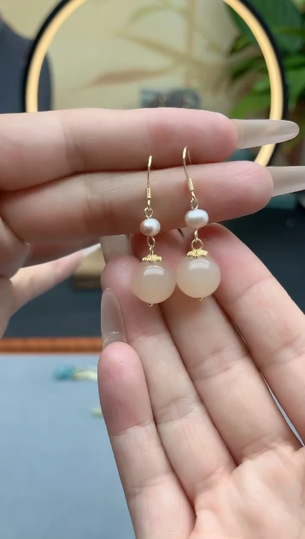 玛瑙/玉髓耳饰银S925镶嵌660