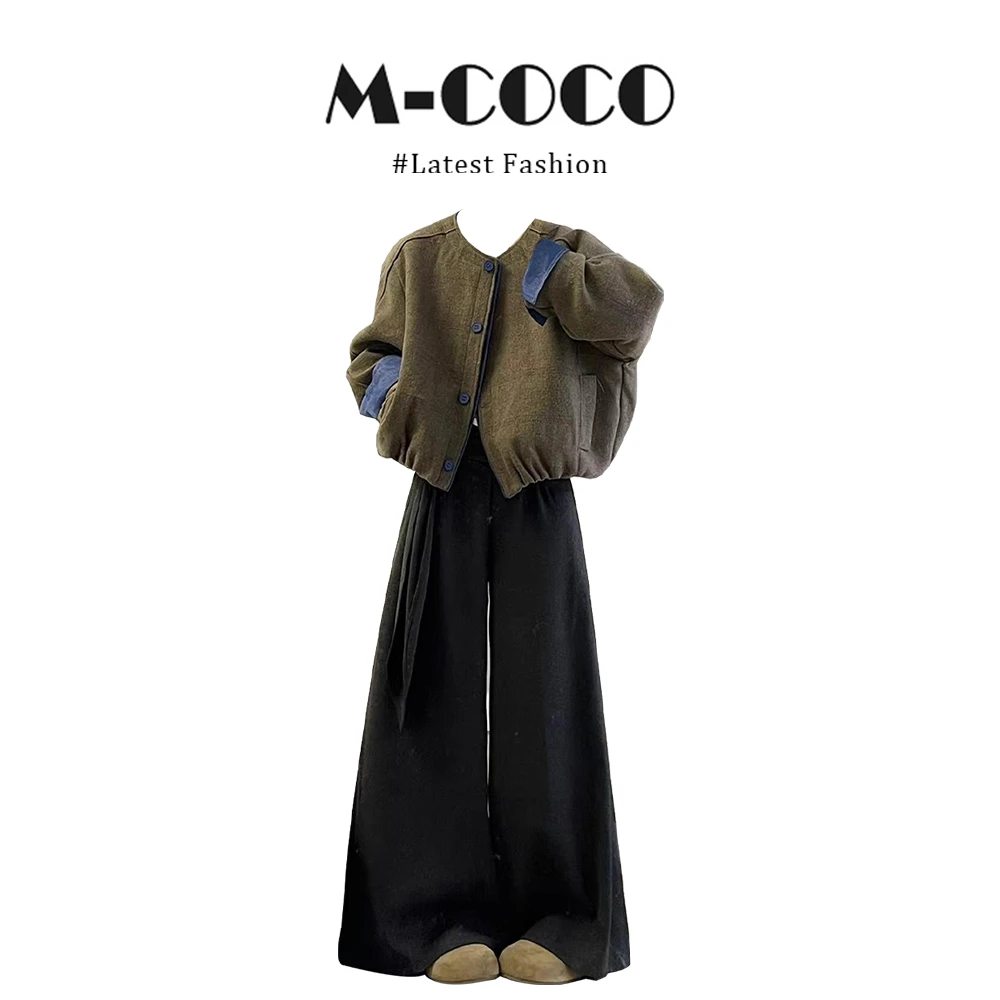 parkyeon复古风韩系短款外套秋季宽松设计感气质巨好看长裤一整套