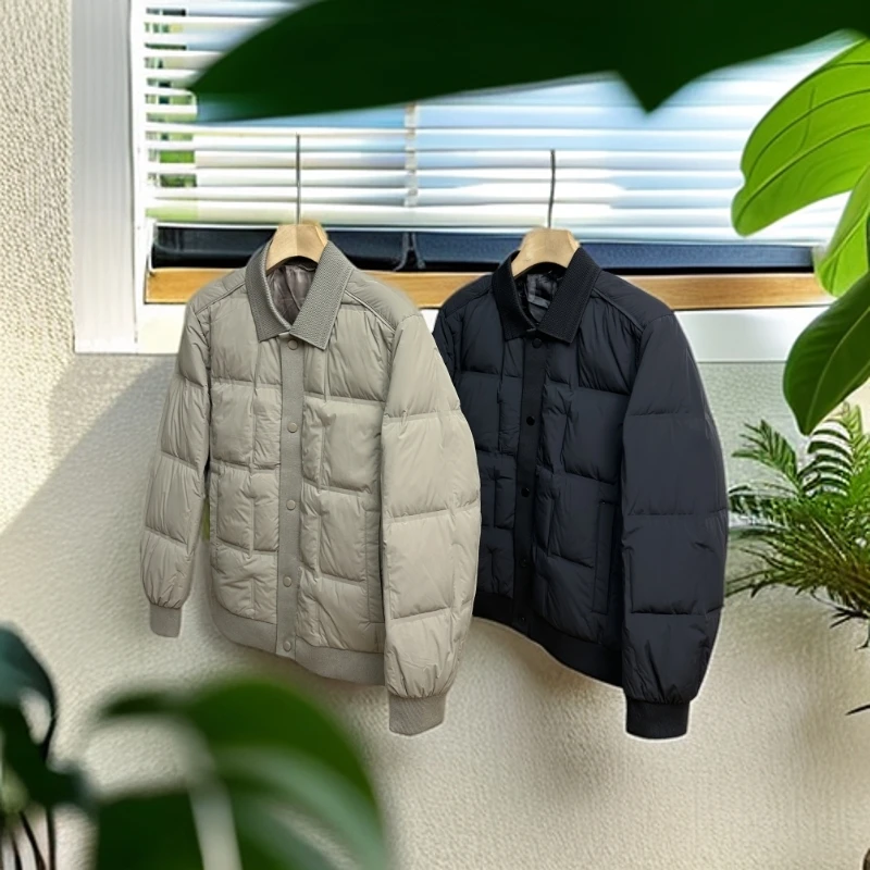 娜罗普西冬季外贸男士潮牌新款潮流翻领拼接加厚休闲保暖宽松外套