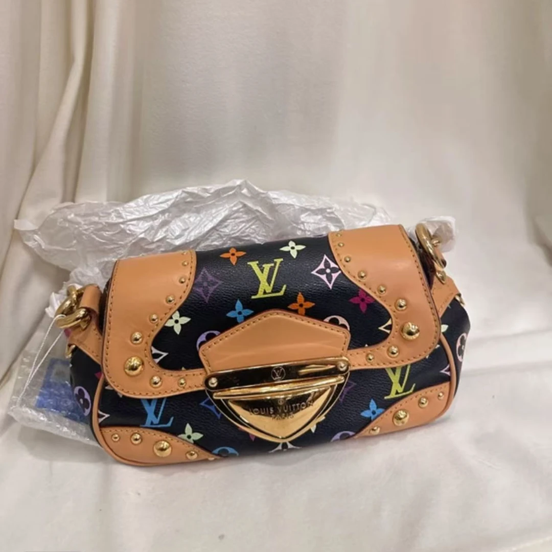 95新 LouisVuitton/路易威登 【安则专属】黑三彩腋下包