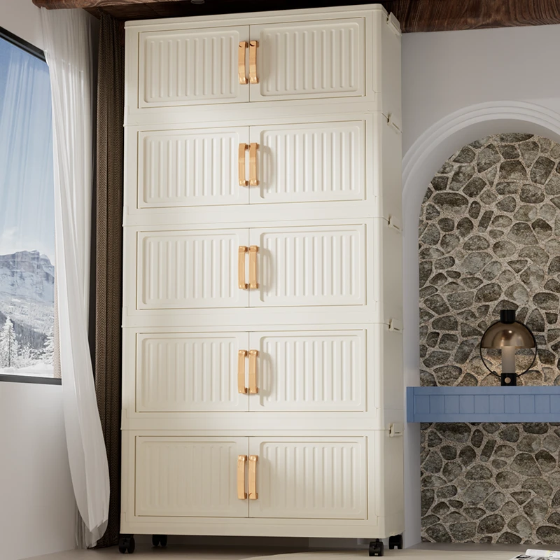 DZ【70cm宽】落地式客厅零食杂物置物柜折叠收纳柜对开门多层储物柜