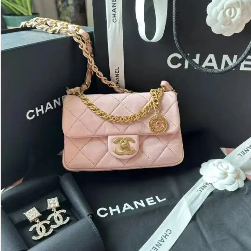 99新 Chanel/香奈儿 青奢荟/23s金币方胖子链条包/64060