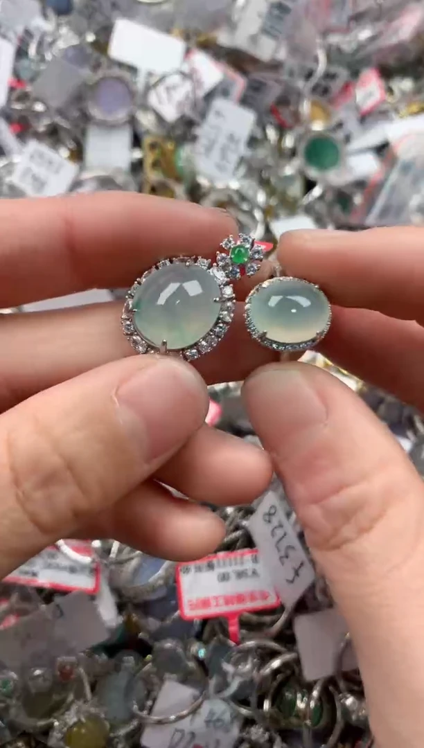 银S925镶嵌戒指翡翠666   7