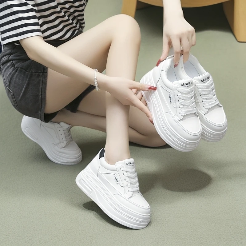 内增高8厘米小白鞋女ins夏季网红百搭透气韩版厚底网面运动休闲鞋