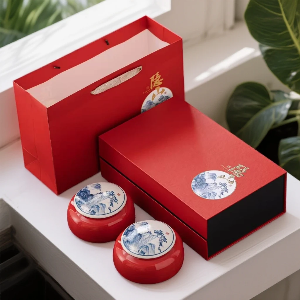 【红色隐山大红袍陶瓷礼盒250克】武夷山大红袍茶叶新茶礼盒装250克