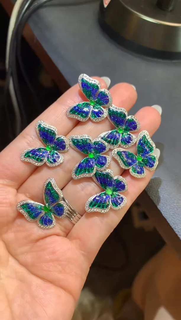 银S925镶嵌翡翠耳饰24-耳饰（多样性发货一件