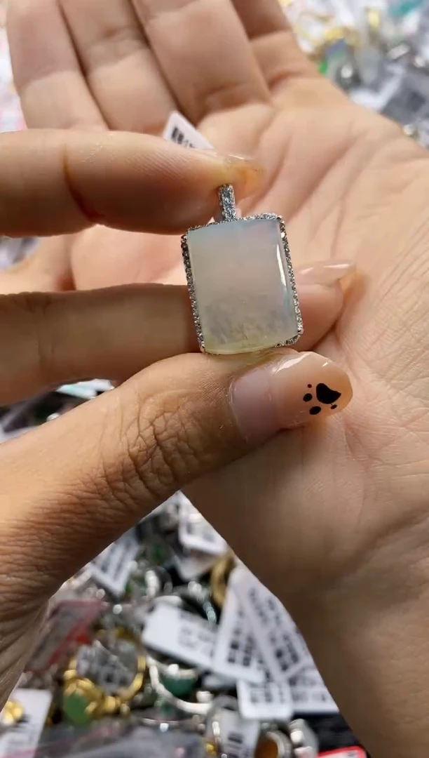 银S925镶嵌戒指翡翠10 10 10  6