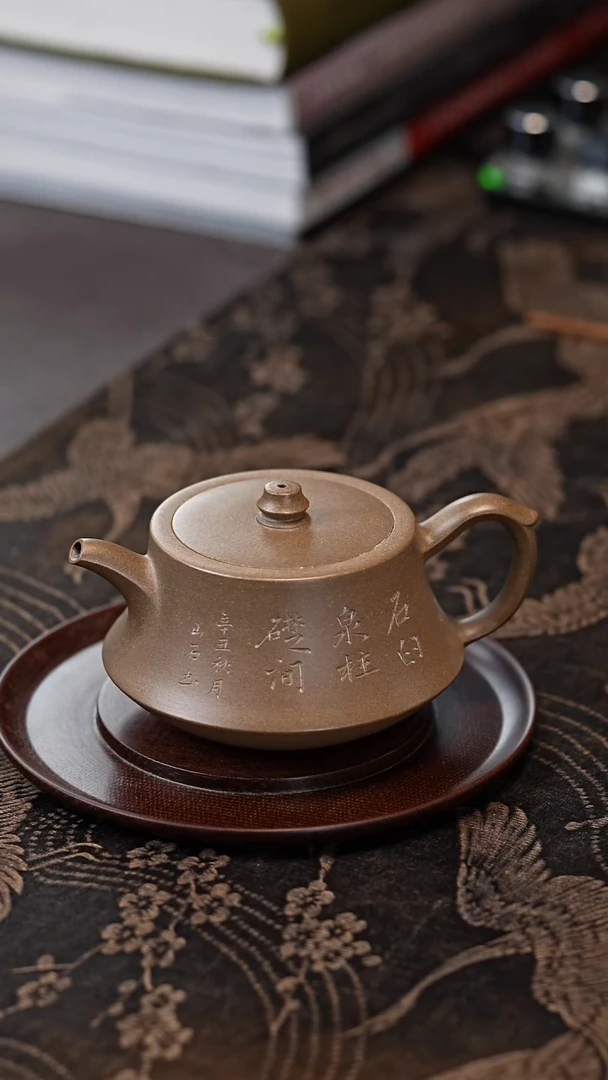 茶壶紫砂柱础  蟹壳青段 全手工  无暇不退不换