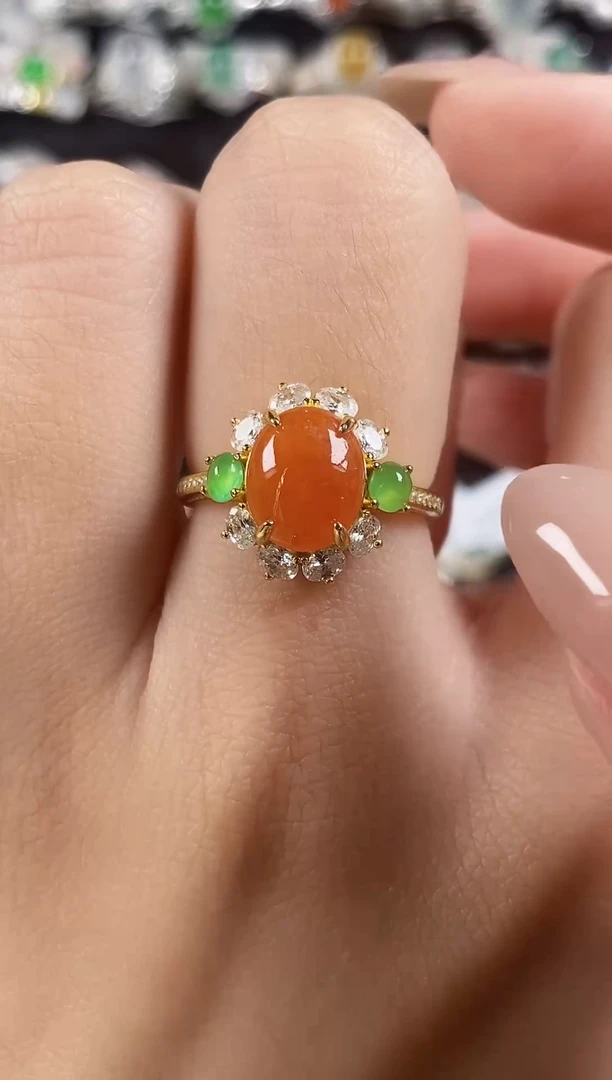 银S925镶嵌戒指翡翠 天然A货翡翠26