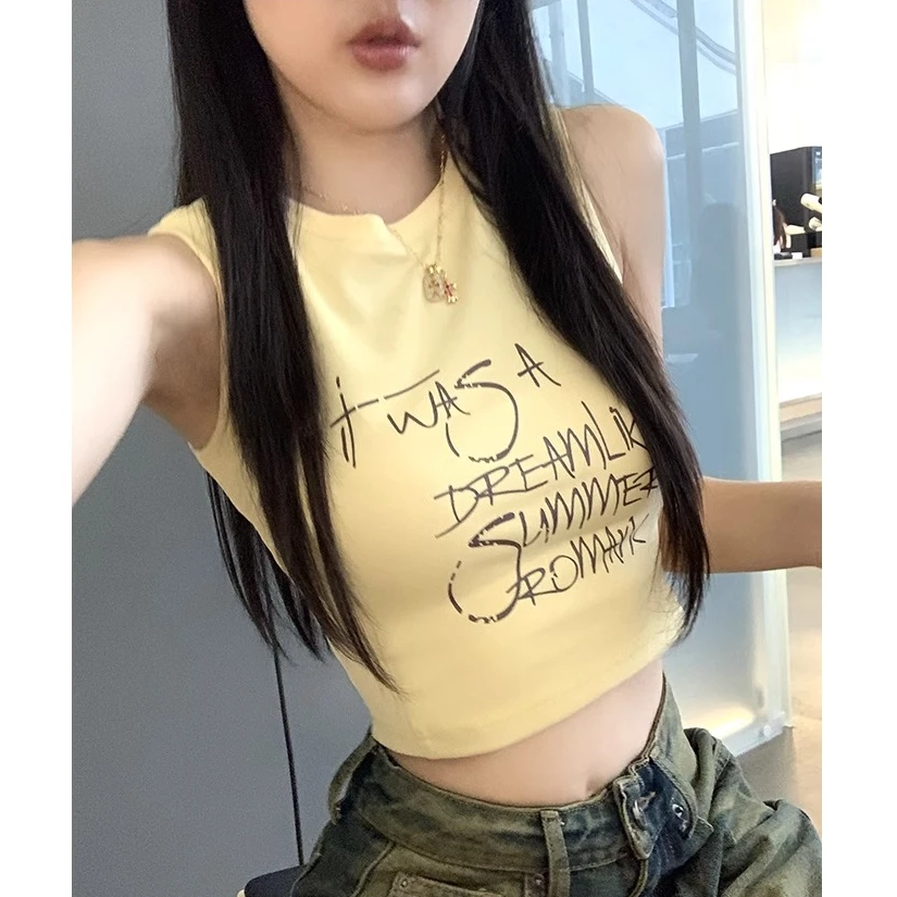 甜辣无袖背心女夏季新款漂亮小衫吊带短款修身小众洋气打底衫上衣