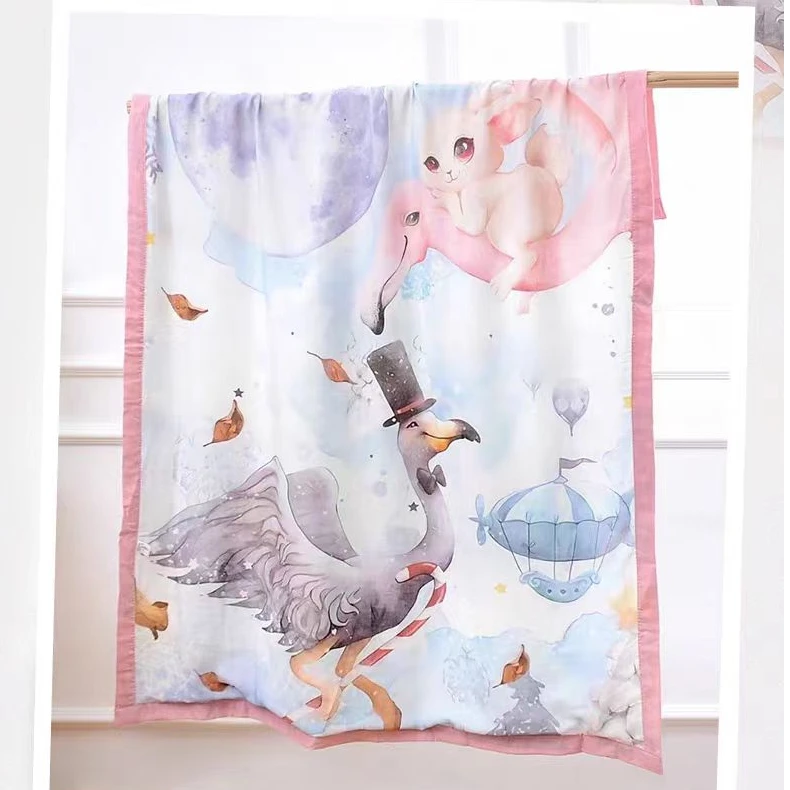 婴儿盖毯宝宝竹棉纱布夏凉被竹纤维儿童空调薄被透气吸汗新生被子