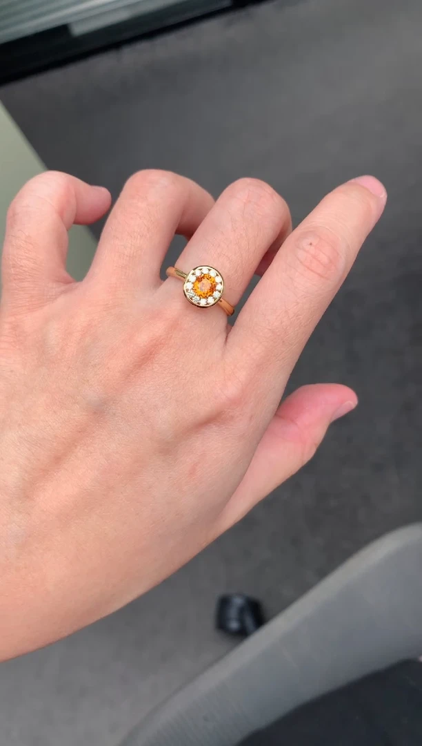 18K金镶嵌戒指石榴石（芬达石）1ct 芬达石戒指定制 BA