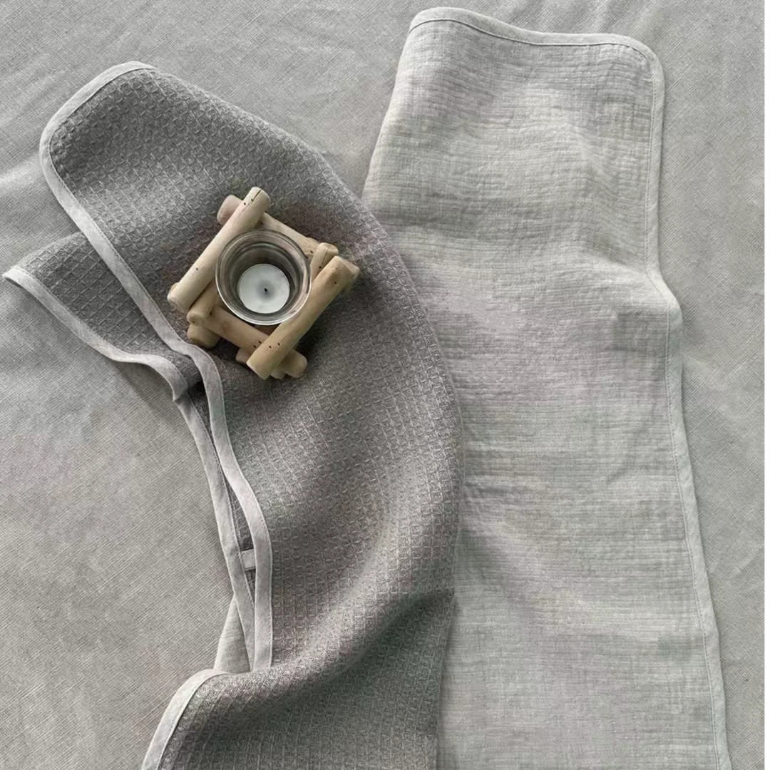 【锦瑟】100汉麻华夫格纯色毛巾浴巾