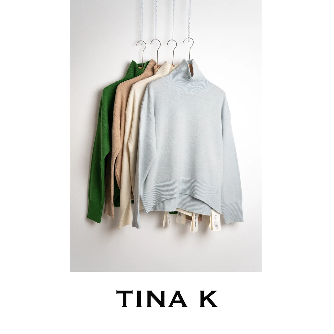 TinaK秋冬女士长袖针织衫时尚百搭纯色毛衣MY225591