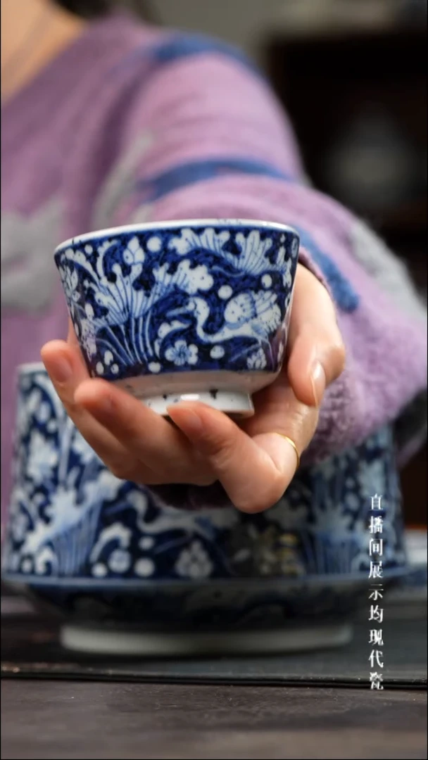 素月明河一鹭连科马蹄杯