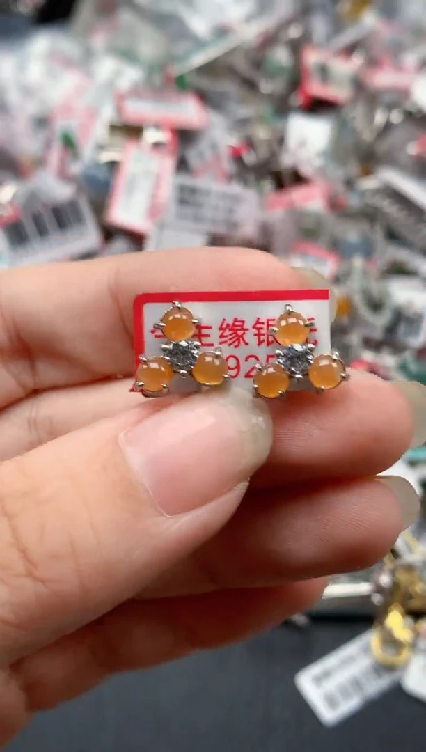银S925镶嵌戒指翡翠天然A货缅甸翡翠