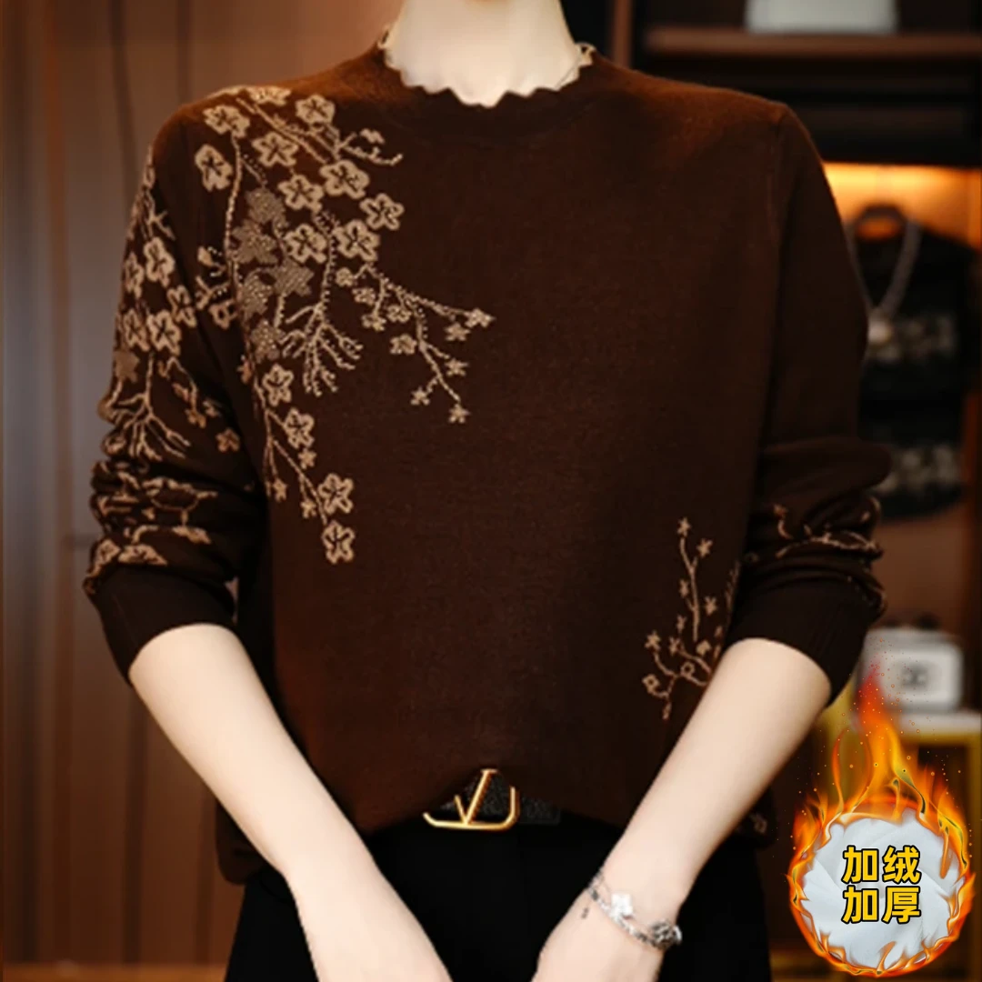 秋冬保暖毛衣针织高端显瘦减龄抬气质减龄时尚套头百搭半高领上衣