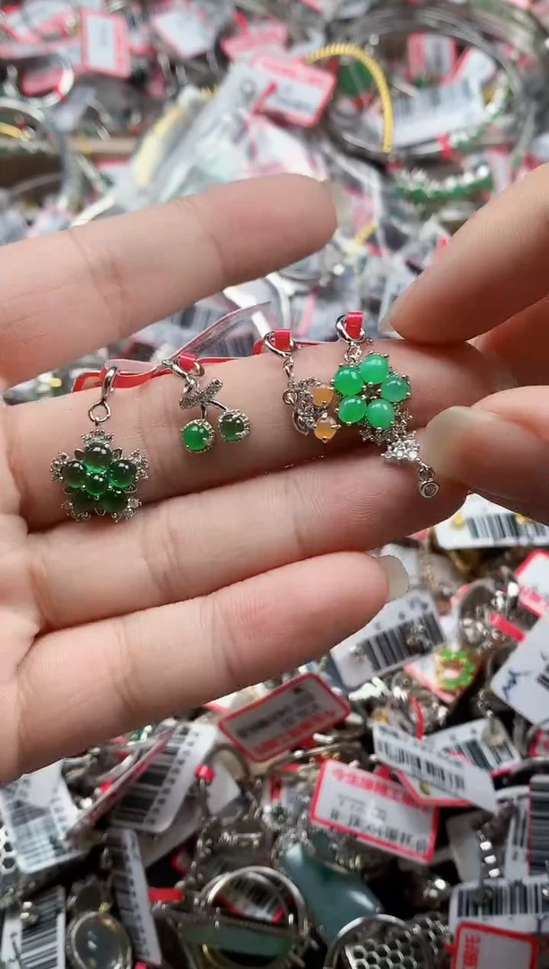 银S925镶嵌戒指翡翠天然A货缅甸翡翠