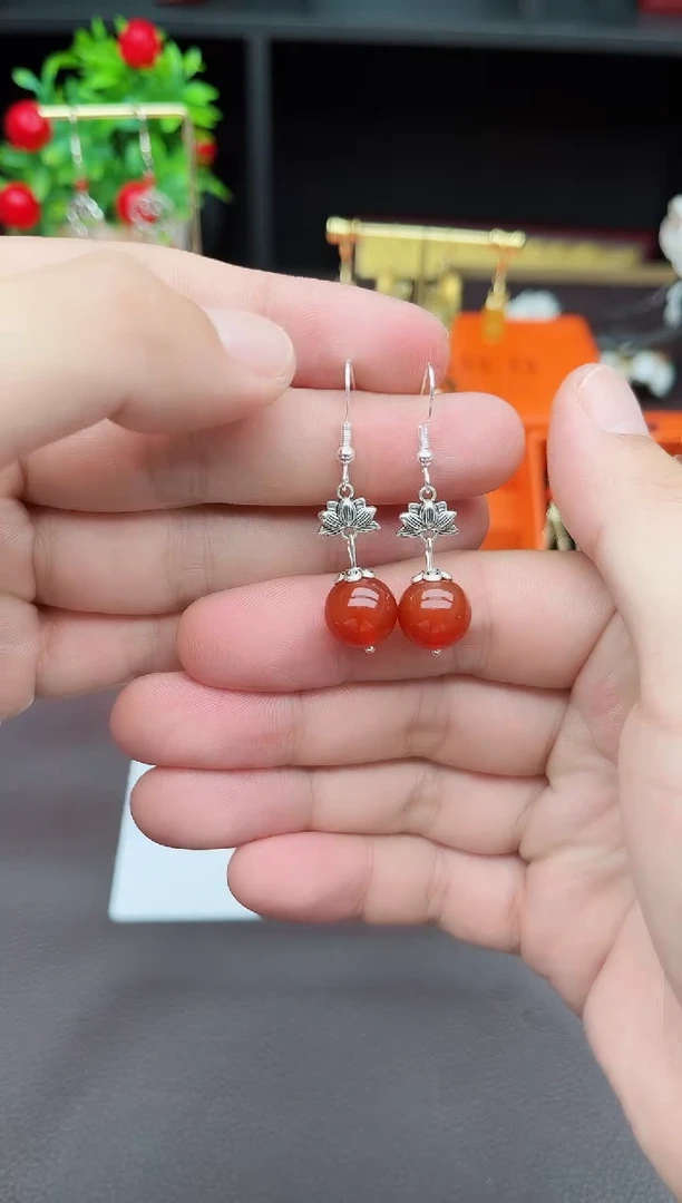 玛瑙/玉髓耳饰银S925镶嵌718000