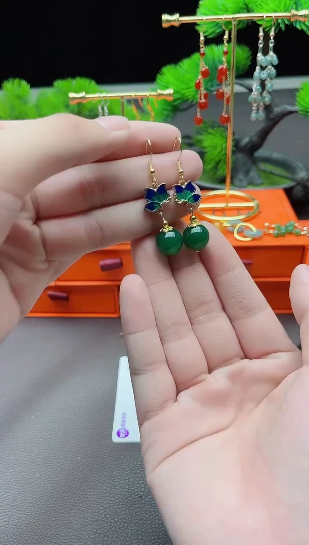 玛瑙/玉髓耳饰银S925镶嵌337