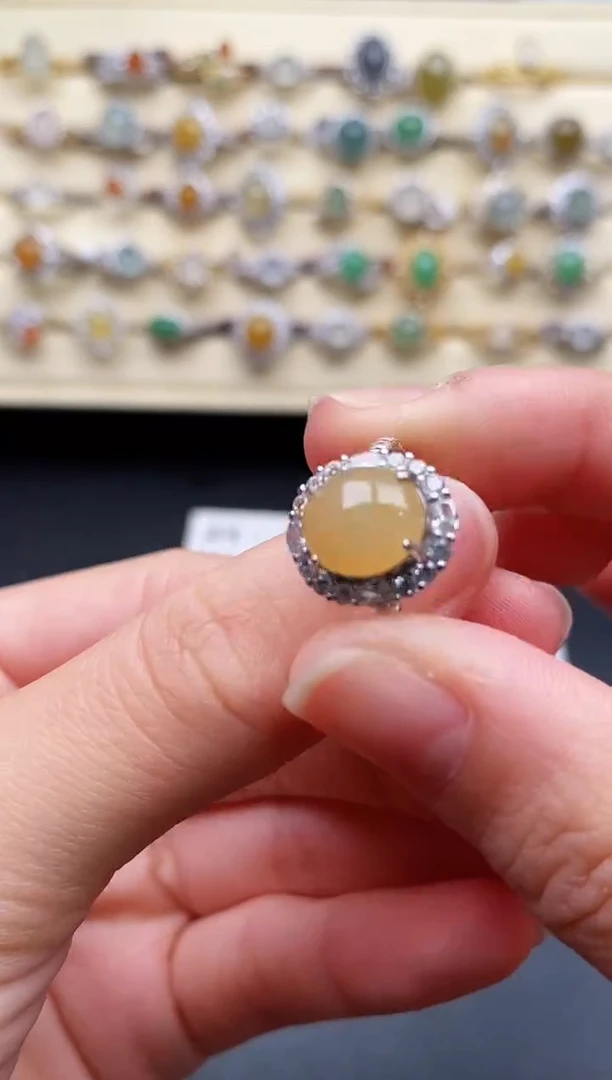 翡翠戒指银S925镶嵌33333333+10