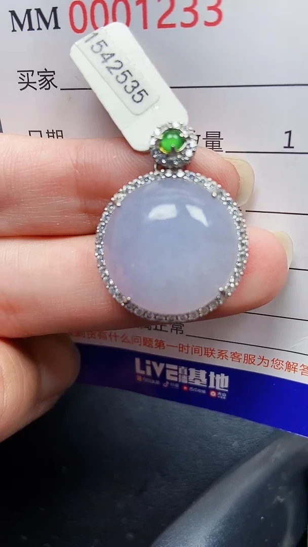 颈饰银S925镶嵌翡翠1233