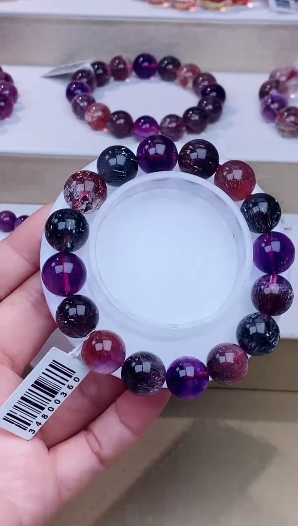 未镶嵌手链水晶黑加仑超七13m+