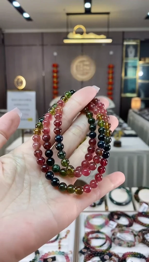 【闪购商品】碧玺三圈手串6mm+未镶嵌（多样性发一条）hon