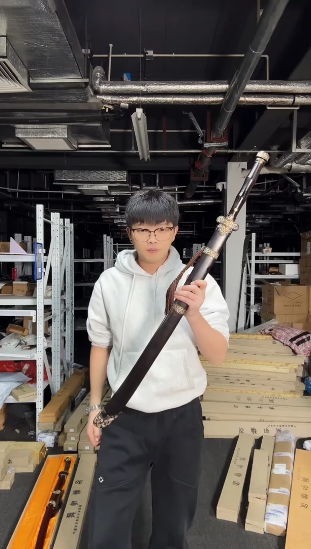 黑金古刀 黑檀木 鎏金银 乌兹钢