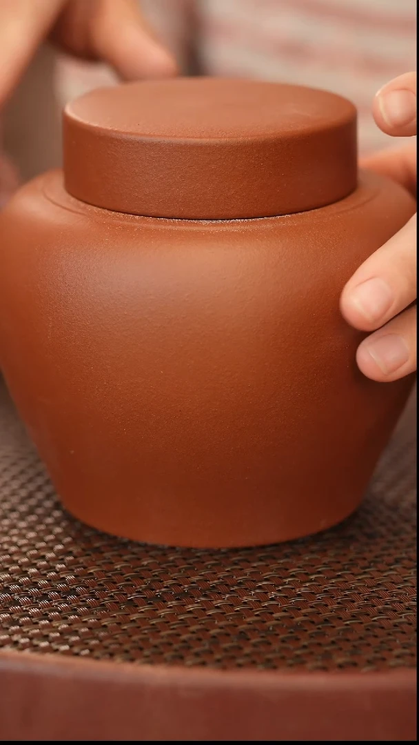 茶壶紫砂原矿手工紫砂 茶叶罐 红泥