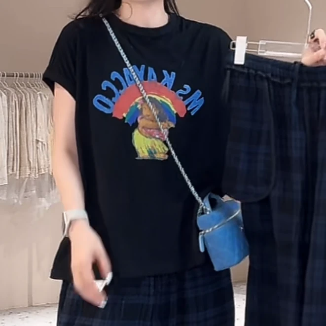 【AZ-女孩印花短袖】新款潮流夏季圆领半袖女孩图案印花宽松短袖T恤