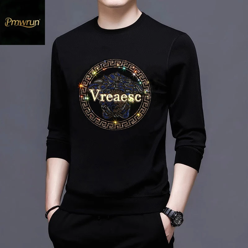 奢侈品牌高端男士卫衣男秋冬季轻奢大牌长袖圆领百搭潮流打底衫