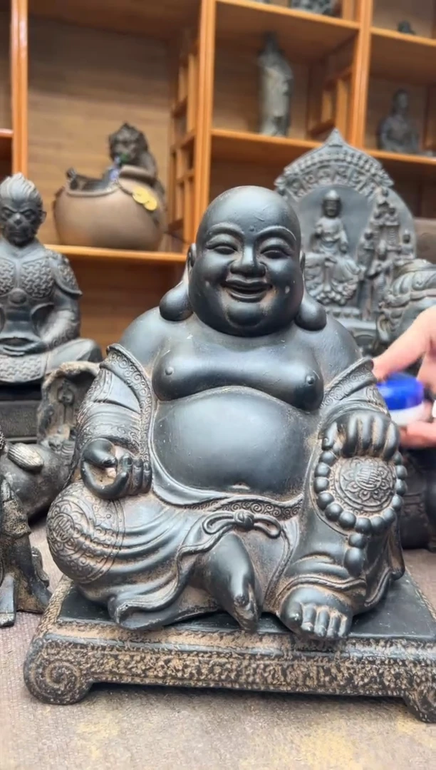 陶土大肚佛+小江枫底座