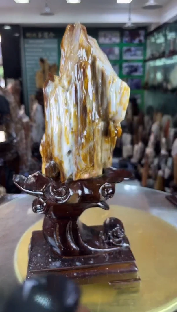 缅甸天然树化玉摆件