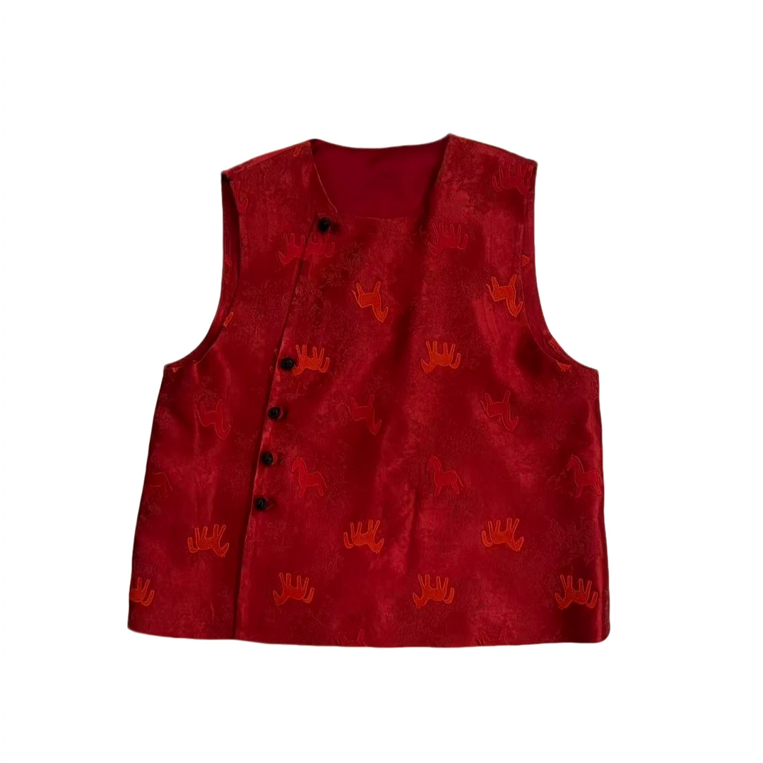 【大叔心选】新中式重工马倒成功提花高级感马甲