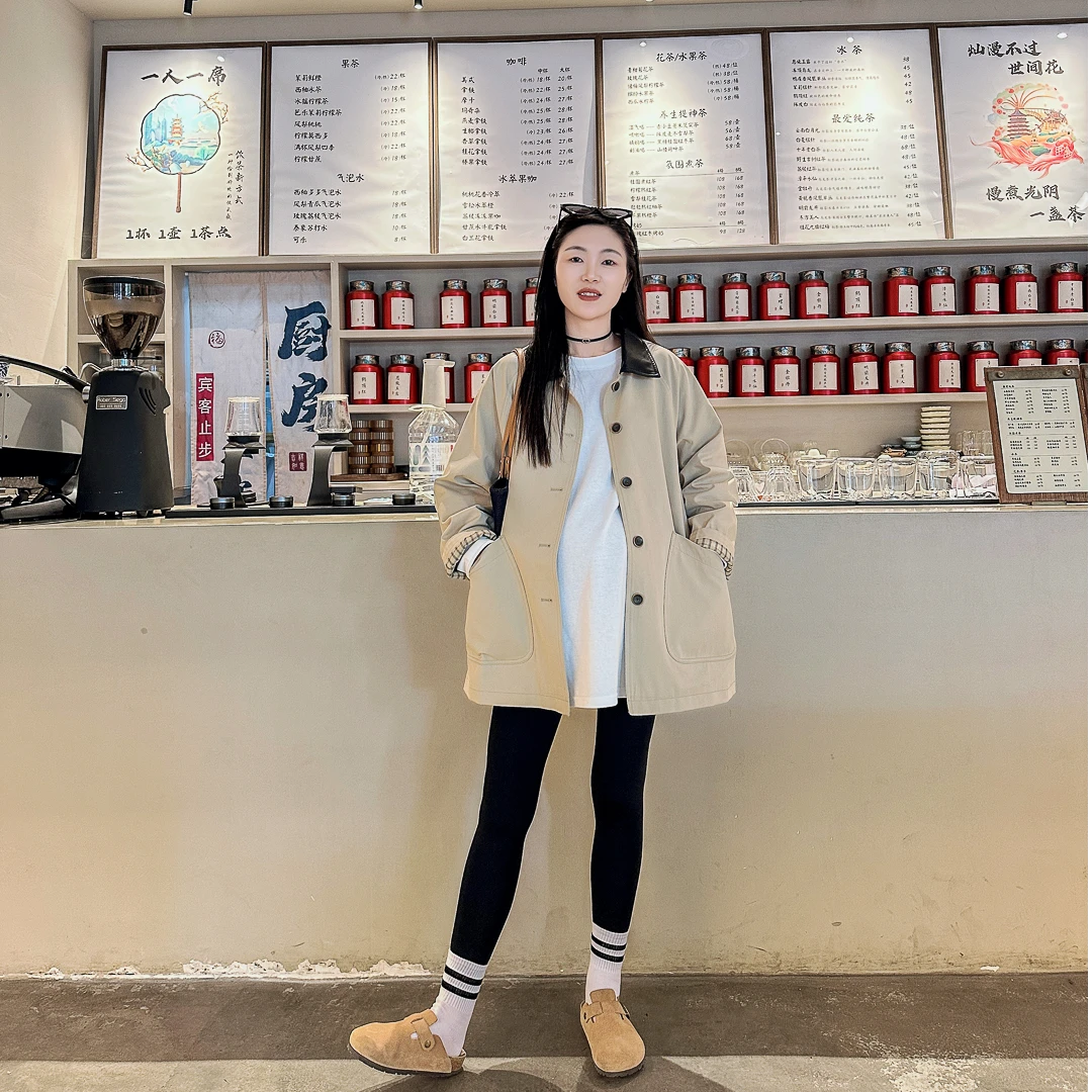 【秋季新款】孕妇装时尚款宽松大码遮肚显瘦潮妈长袖翻领风衣外套