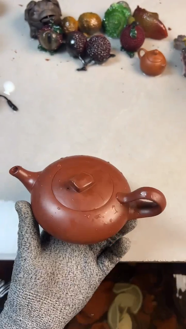 新款一帆风顺朱泥扁壶+壶绳