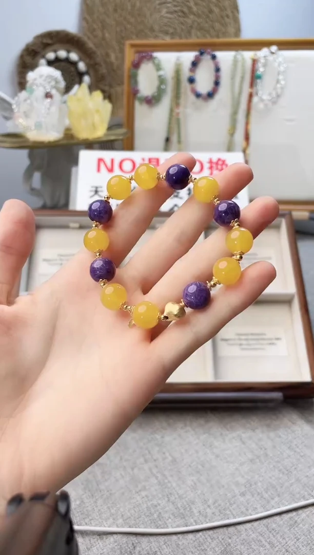 水晶手链未镶嵌糖***酸米拉 紫龙晶手串